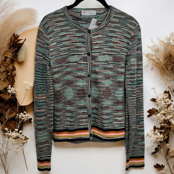 Vintage Y2K Missoni Crew Neck & Cardigan Striped Wool Blend Set Size EU44 US8 - Picture 1 of 14